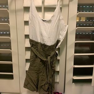 White and Olive Short Romper